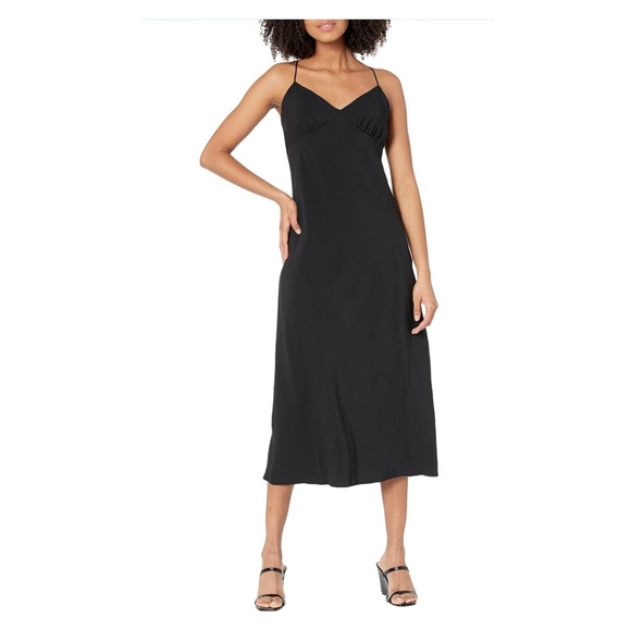 NWT Madewell The Layton Midi Slip Dress in Black Size 0 - Picture 1 of 15